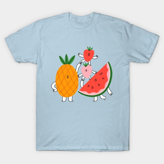 Cute fruit characters T-Shirt by Stolenpencil